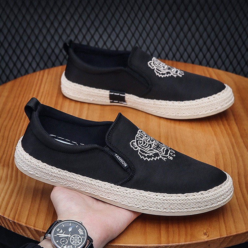 Espadrille Slip On - Черная дышащая мужская обувь, роскошные лоферы,