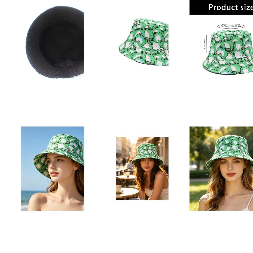 Packable Hat Nylon - Упакованная шляпа-ведро с принтом лягушки для
